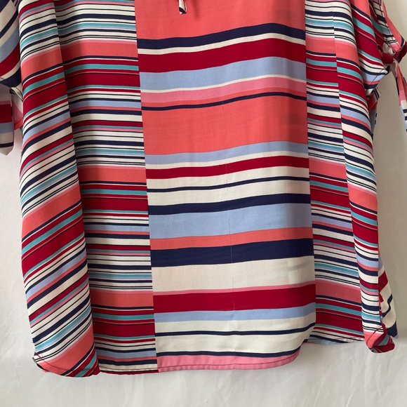 EST. 1946 Womens Multicolor Slit Sleeve Round Neck Striped Blouse Top Size XL - Picture 9 of 13